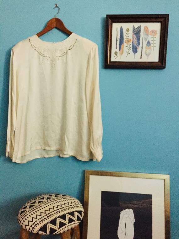 Vintage silk blouse, Vintage clothes, White silk t
