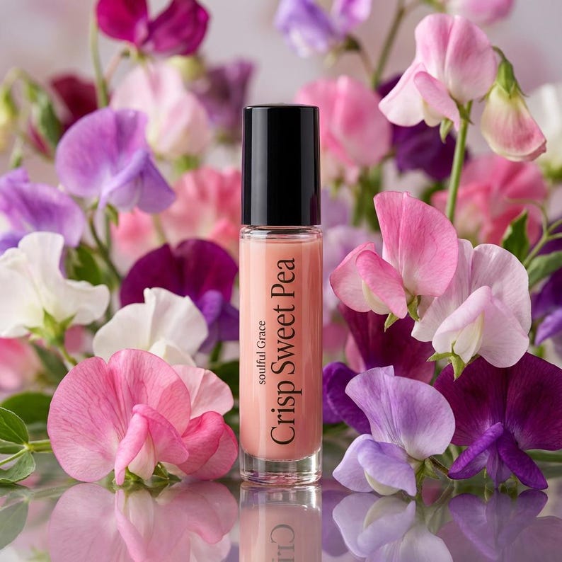 Crisp Sweet Pea Perfume Oil Roller | Floral Sweet Pea Fragrance, Alcohol-Free image 4