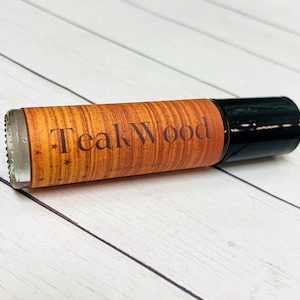Teakwood Perfume Oil Roller/ Unisex or Masculine scented/ 100% Pure Perfume Fragrance Body Oil Roll On/ Warm and Grounding