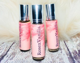 Rose&Vanilla Perfume Oil Roller| Rose and Warm Vanilla Scented| Vegan friendly 100% Pure Perfume Fragrance Body Oil Roll On