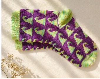 Modello per maglia – Calzini No, One Mourns the Wicked / Calzini con motivo a colori e cappello da strega / Download PDF