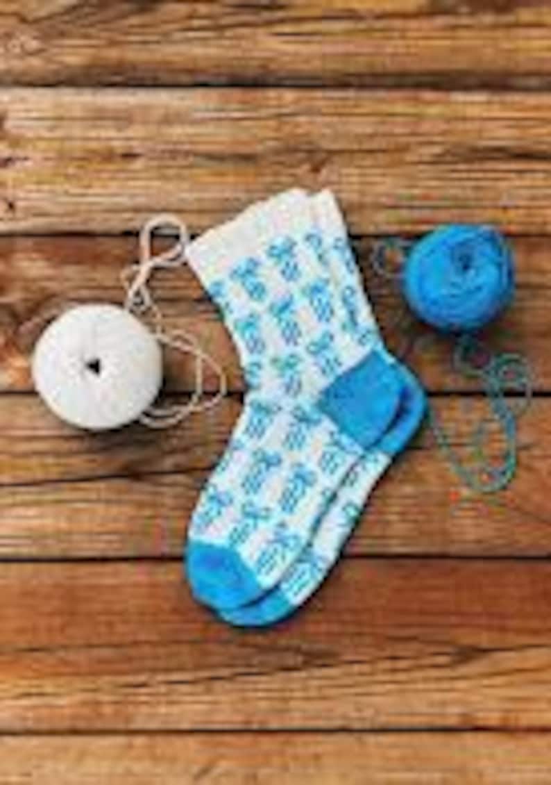 DIGITAL ITEM: Bow Socks Knitting Pattern Two-Color Colorwork (Digital Download) image 5