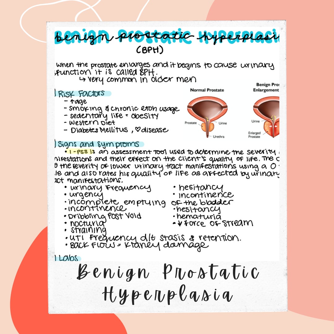 Benign Prostatic Hyperplasia | Nursing Notes - Etsy