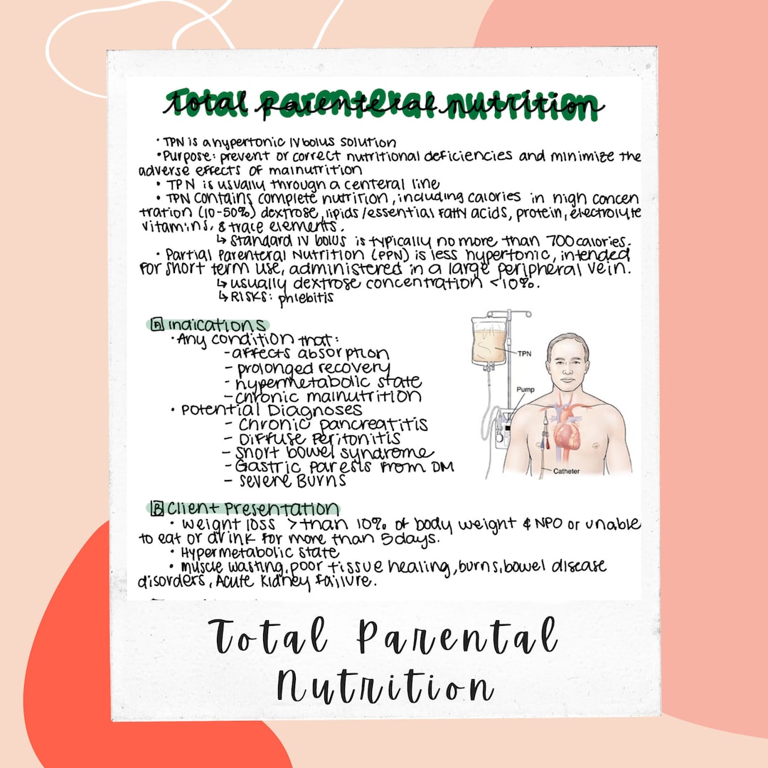 Total Parenteral Nutrition Nursing Notes Etsy