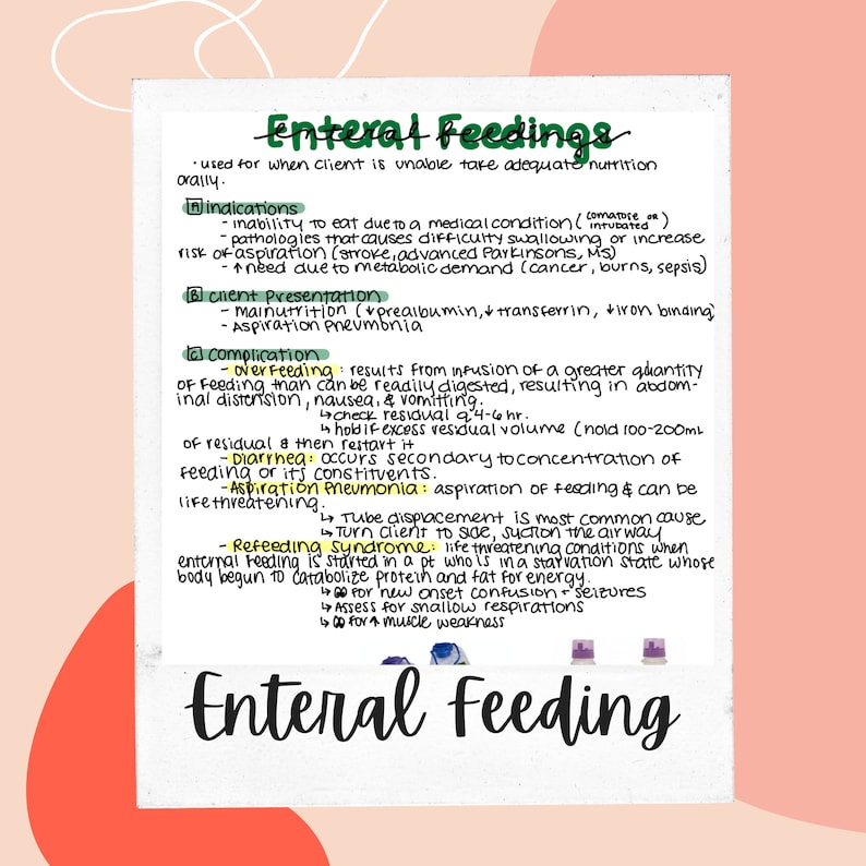 Enteral Feeding Nursing Notes Etsy Canada