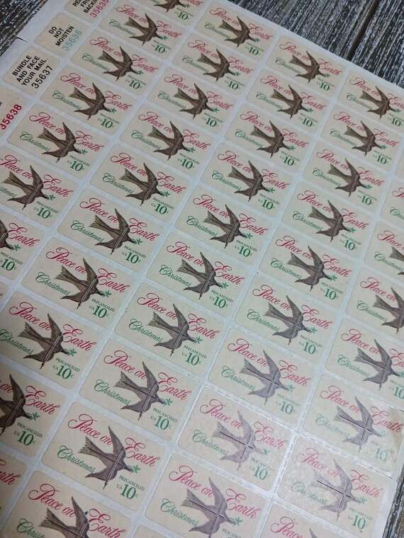 50 Vintage Christmas Postage Stamps Unused ||| Peace on