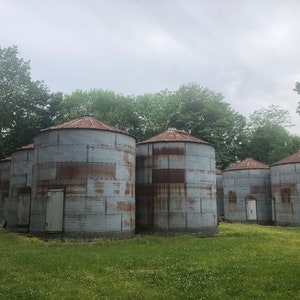 Grain bins for repurposing gazebo outdoor kitchen bar