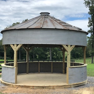 Custom Decked Gazebo kit upcycled from a grain bin