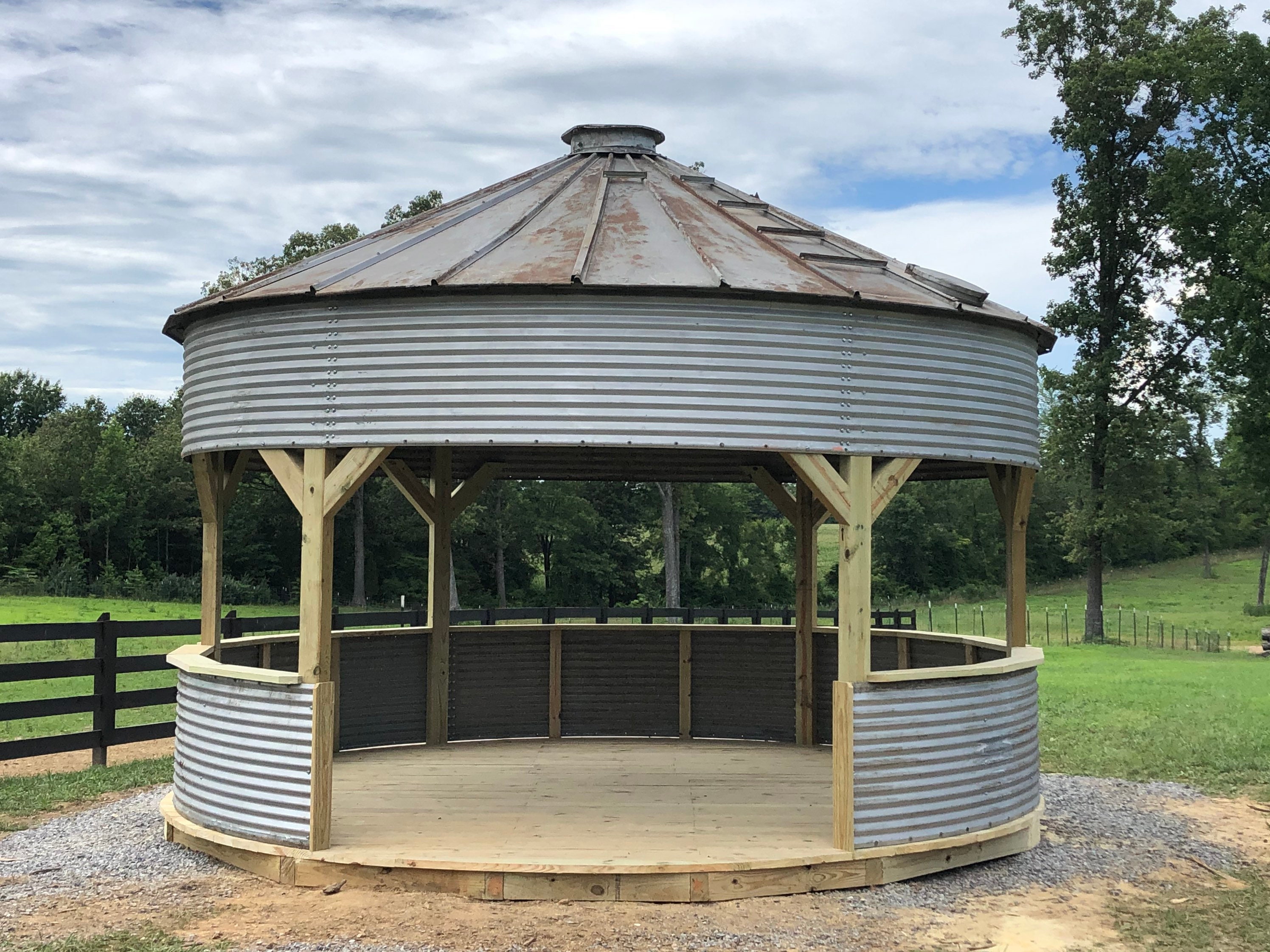 Custom Decked Gazebo kit upcycled from a grain bin