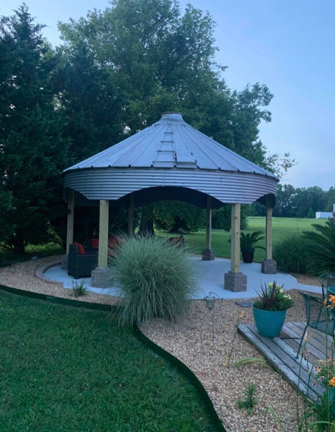 Scalloped Grain Bin Gazebo Kit With Stone Post Bases Etsy