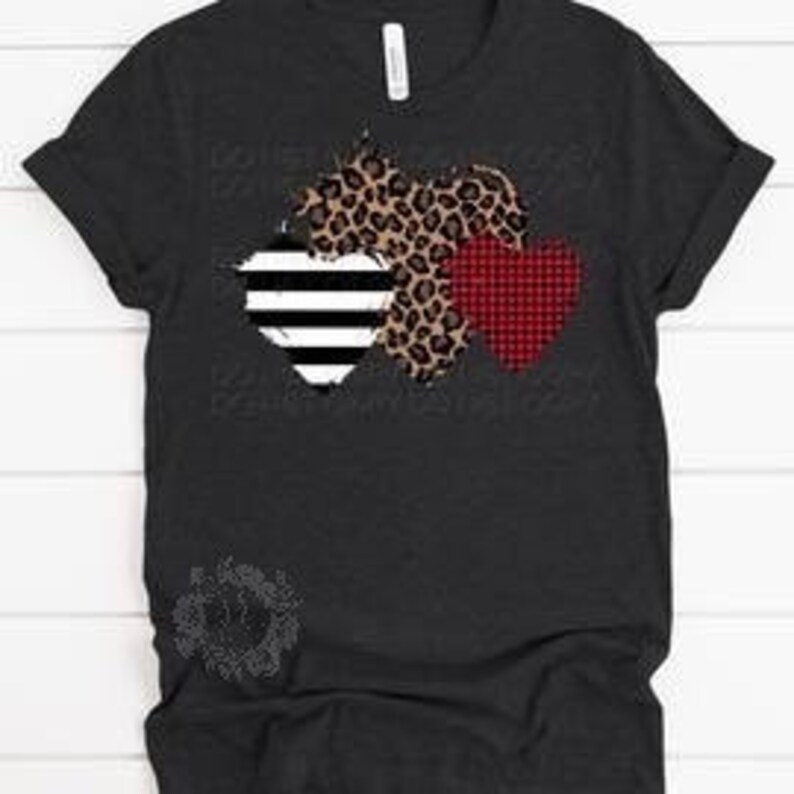 Download Valentines Day shirt heart trio striped red leopard print ...