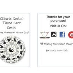 Chinese Zodiac 3 Part Cards