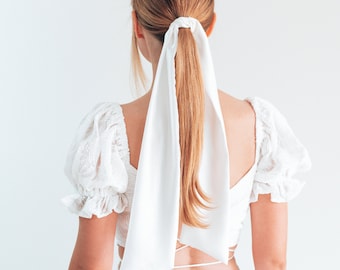 Bridal oversized silk hair ribbon