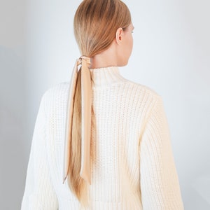 Mulberry Silk Hair Ribbon | Gold Pony Scarf Tie