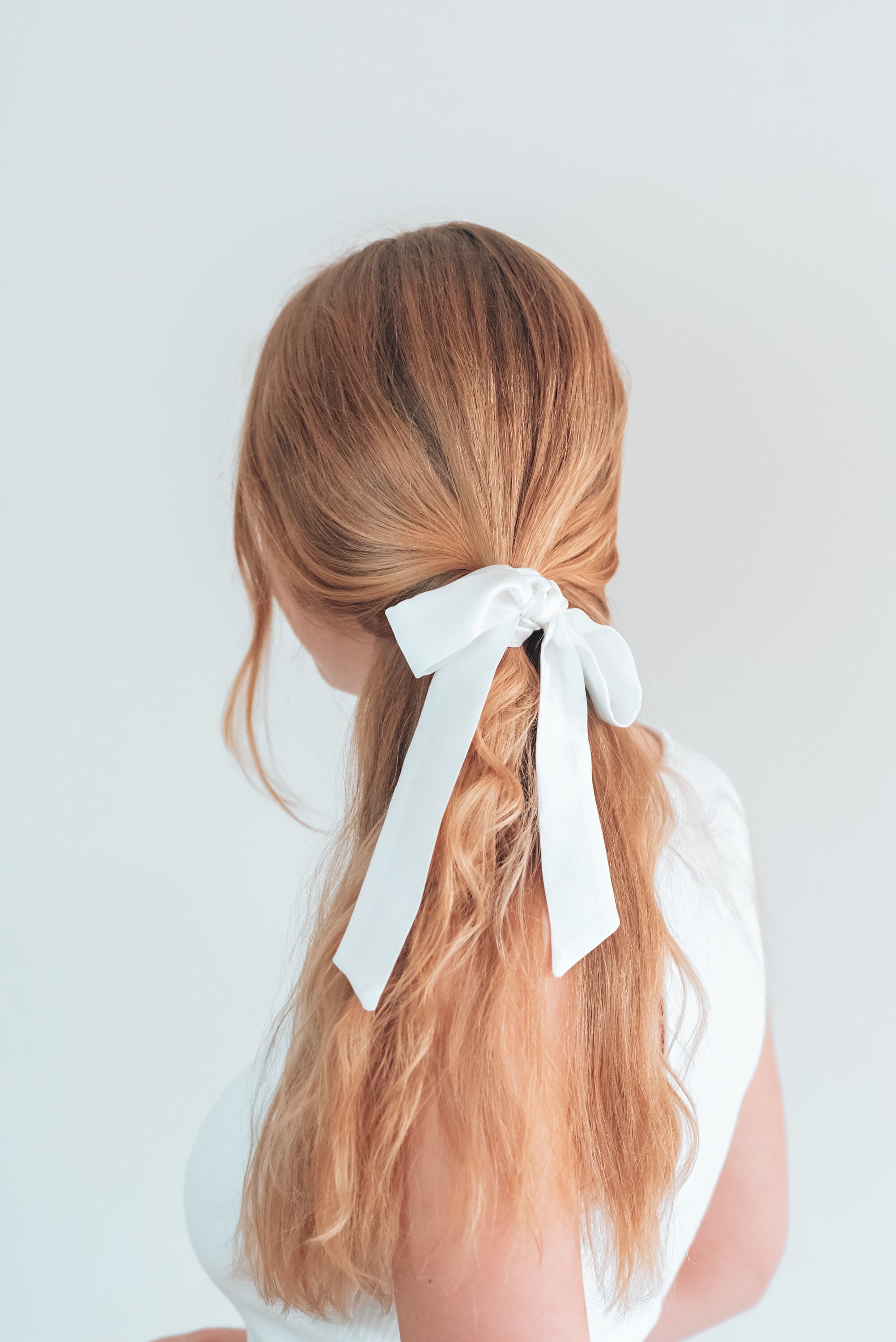 White Mulberry Silk Hair Ribbon Pony Scarf Tie -  Hong Kong