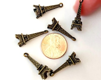 Antique Gold Brass Eiffel Tower Charms, Jewelry Craft Supplies (8x20mm)
