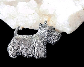 Vintage Scottish Terrier Brooch: Hand Crafted Countryline Scotland Pewter Scottie Dog Pin Original Paperwork
