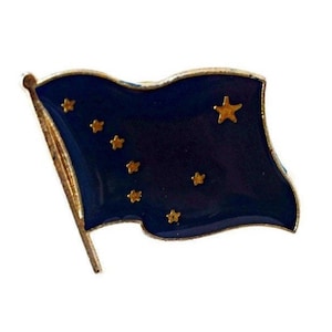 Vintage Alaska State Flag Pin Badge, Commemoration Blue Flag Stars, Retro Gifts under 20