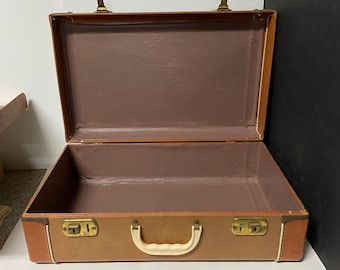 Vintage Brown Suitcase 1950's Luggage Fall Decor