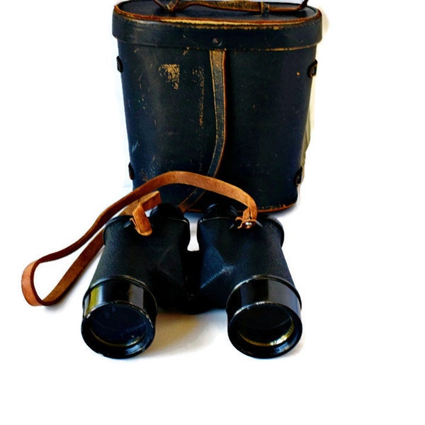 7x50 Binoculars & Leather Case US Navy BU Ships Mark 32 Mode 2 1943 WWII Universal