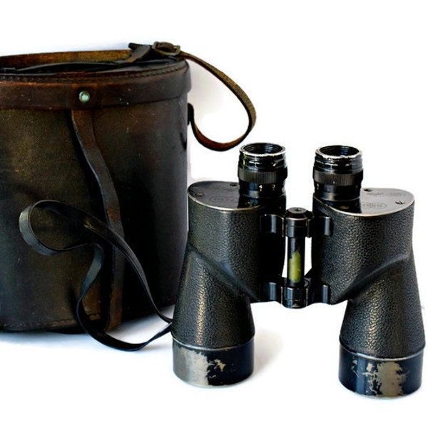 Rare 1944 Vintage WWII Military Binoculars - Black Binoculars w Leather Case - Sard Field Glasses 7x50, Gift Father