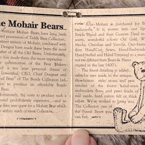 Oso de peluche vintage de mohair de Boyd's: Fitzgerald Bearington, peluche articulado (1997) imagen 5