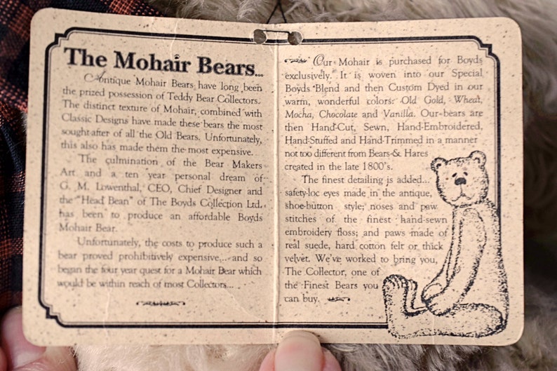 Oso de peluche vintage de mohair de Boyd's: Fitzgerald Bearington, peluche articulado (1997) imagen 5