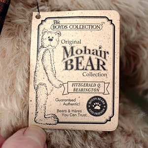 Oso de peluche vintage de mohair de Boyd's: Fitzgerald Bearington, peluche articulado (1997) imagen 2