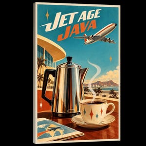 Jet Age Java Coffee Poster, Mid-Century Modern Airplane Wall Art (Digital Download)