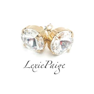 12mm Crystal Rivoli  Earring /  Yellow Gold / Post Stud Earrings Made With Premium Crystals **FREE SHIPPING**