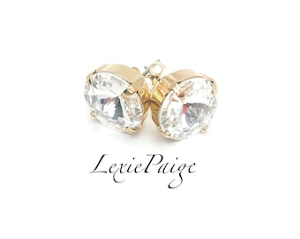 Pendientes Crystal Rivoli, acabado en oro amarillo, cierre de poste de 12 mm.