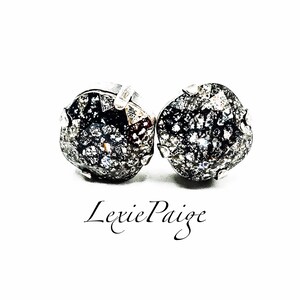12mm Cushion Cut Earrings / Black Patina / Antique Silver / Post Stud Earrings Made With Premium Crystals **Free Shipping**