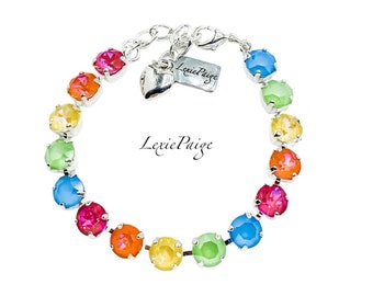 Colorful Crystal Bracelet: Summer Delite, Shiny Silver Finish
