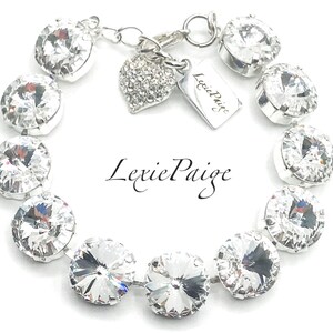 Shine Like A Diamond Clear Crystal 12mm Rivoli Shiny Silver Bracelet Made Premium Crystals **FREE SHIPPING**