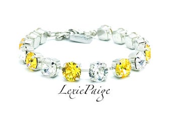 Light Topaz Crystal Bracelet, Rhodium Plated Finish