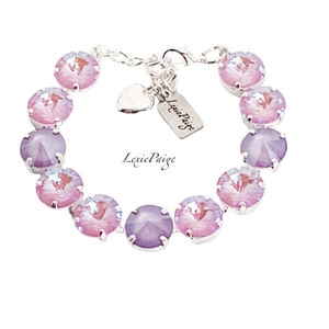 12mm Crystal Rivoli Bracelet / Lilac /Lavender / Purple / Shiny Silver / Made With Premium Crystals **Free Shipping** LexiePaige Jewelry