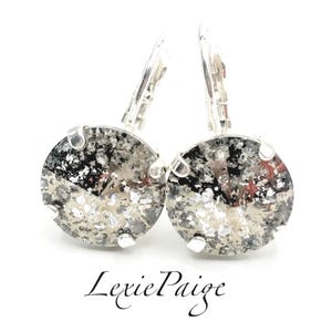 Gold Patina / 12mm Crystal Rivoli Earrings / Shiny Silver / Lever Back Drop Earrings Made With Premium Crystals **FREE SHIPPING**