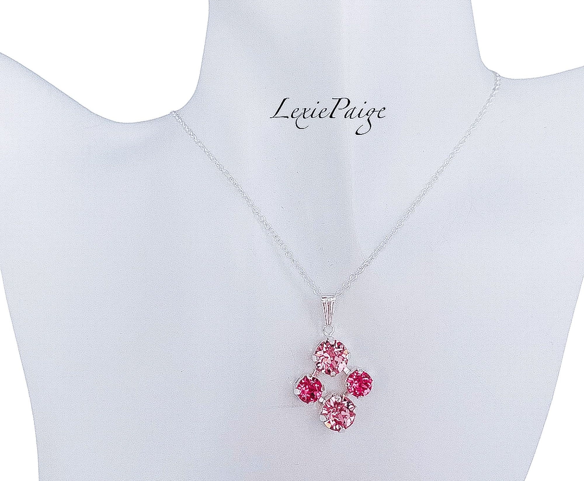 Pink Crystal Breast Cancer Awareness Necklace: Silver Plated