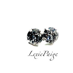 Crystal Black Patina 8mm Antique Silver Post Stud Earrings Made With Swarovski Elements -** FREE SHIPPING**