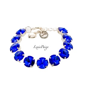 Dark Blue Bracelet, Dark Blue Crystal Bracelet, Blue Rivoli Bracelet, 12mm Crystal Rivoli Bracelet, Gift for Best Friend Female