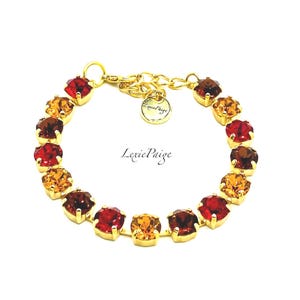 Crystal Tennis Bracelet, Fall Bracelet, Autumn Bracelet, Burnt Orange, Red, Topaz Bracelet, LexiePaige Jewelry