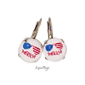 Patriotic Earrings, 4th of July Earrings, American Flag Earrings, Red White and Blue Earrings, Merica Earrings, Stars and Stripes Earrings