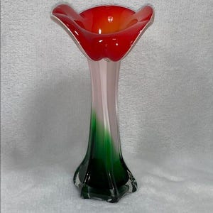 Murano Glass Flower Vase Handcrafted Jack In The Pulpit
