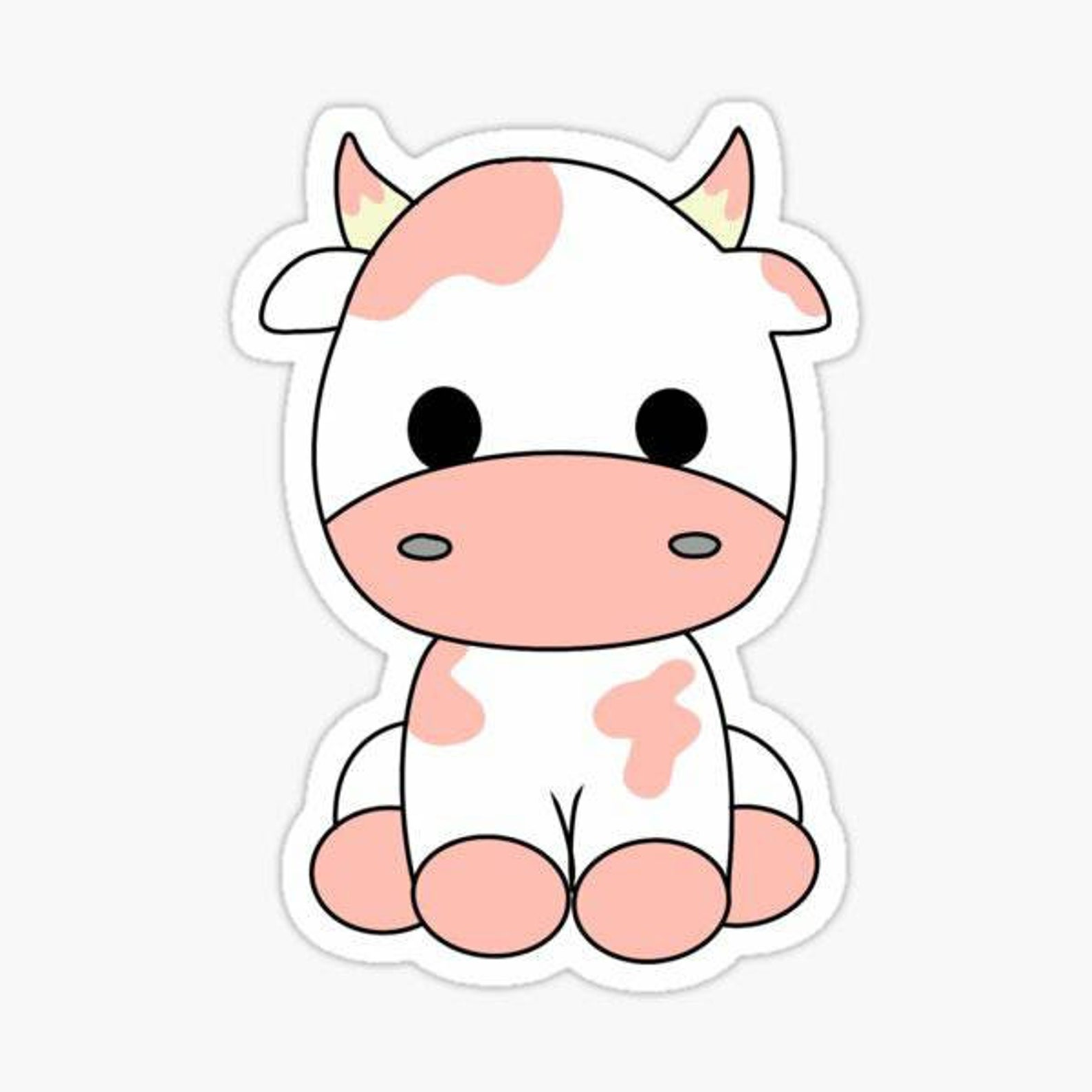 Spreadshirt Monchhichi Kuh Sticker – 10x10 Cm, Mattweiß, Vinyl, Wasserfest