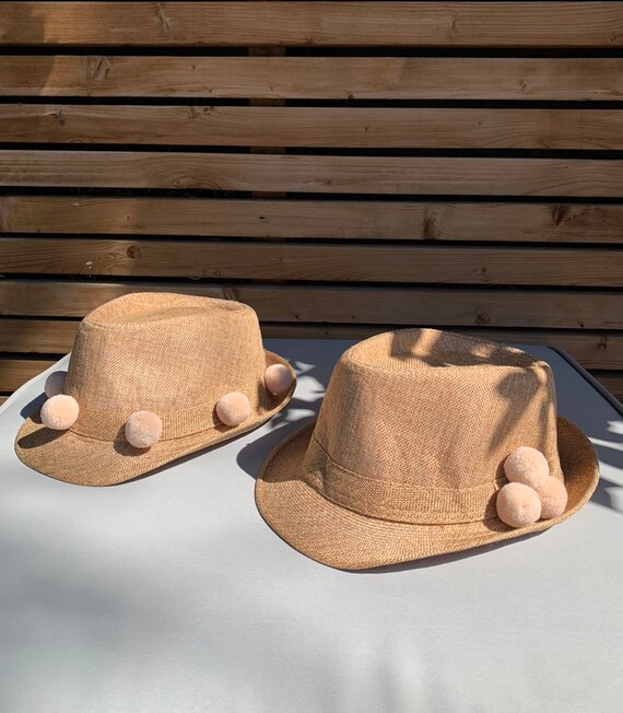 Straw Hat With Pom Poms - Etsy Australia