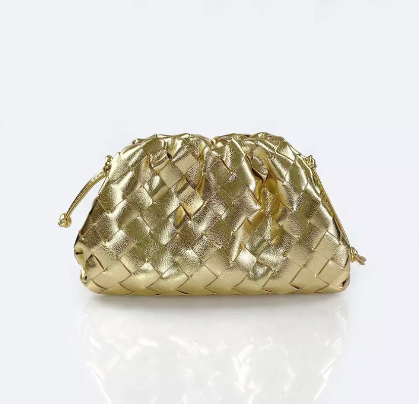Gold Cloud Clutch Bag / Woven Pouch / Designer Handbag / 