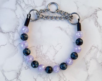 Purple Hearts Beaded Dog Collar (chain sold separately)