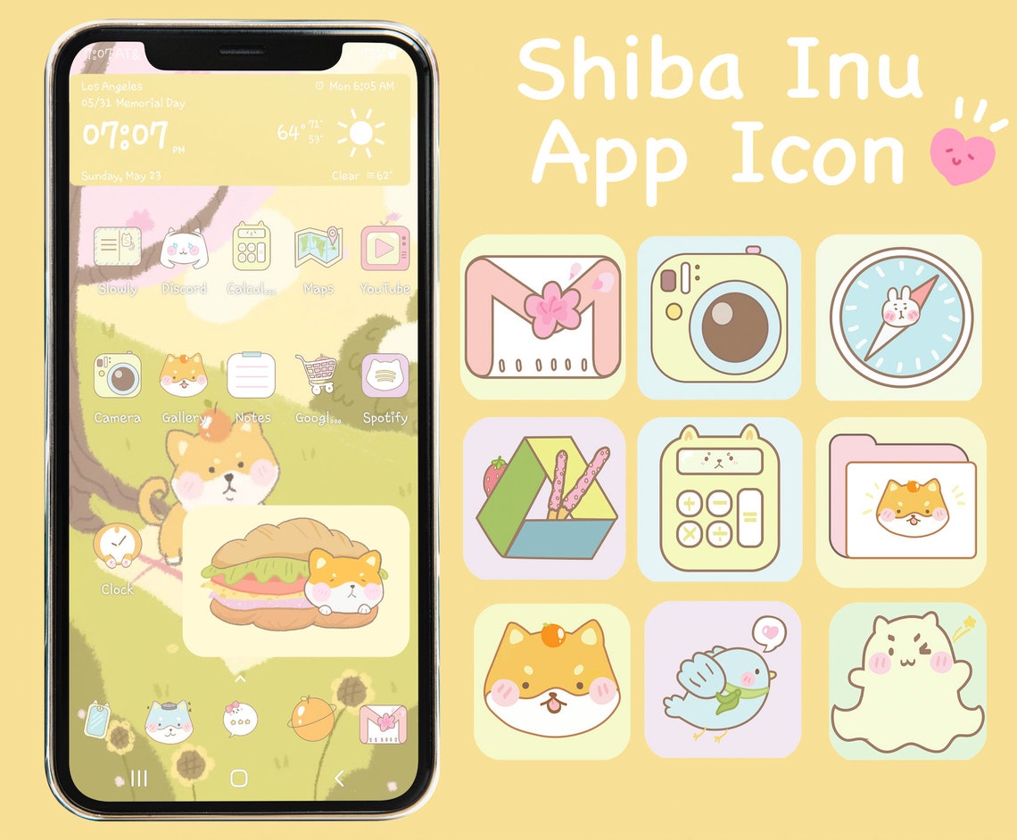 Cute Shiba inu App Icons iOS and Android 59 Icons Etsy