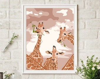 Pink Giraffe | Digital Download Print | Wall Art for Framing | Wildlife Animals | Safari Jungle Theme | Home Baby Nursery Decor | Printable