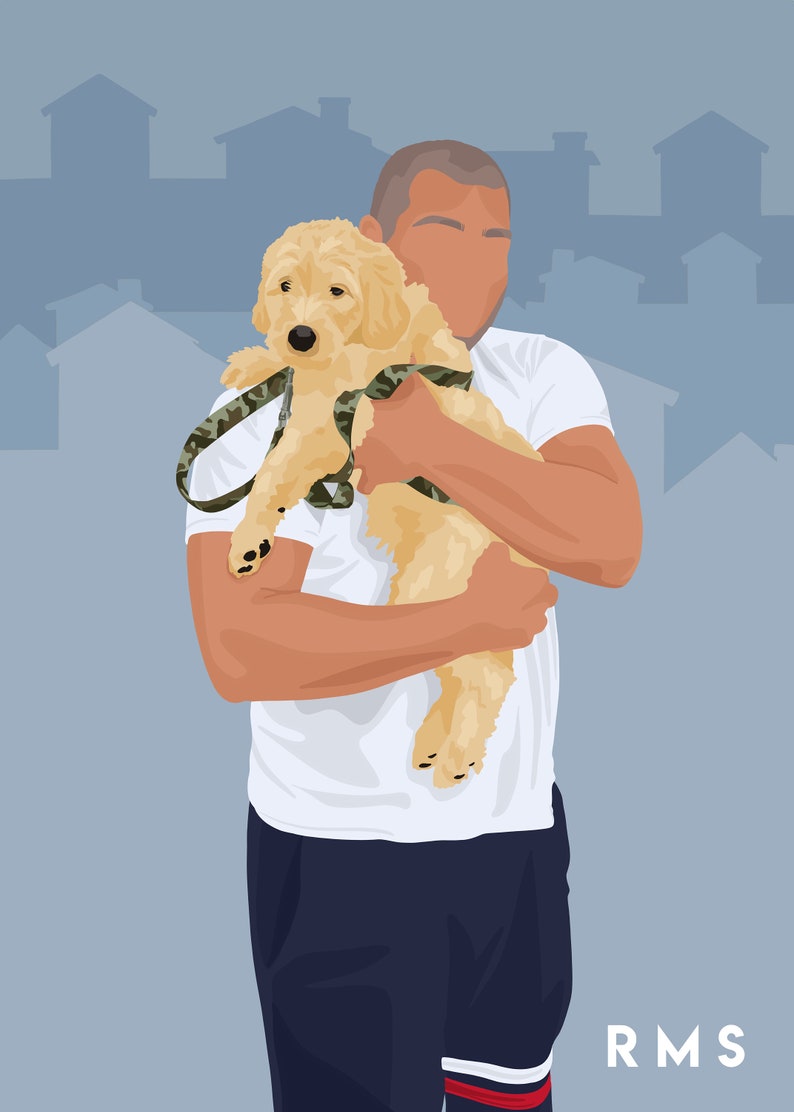 FAST Custom Pet & Parent/Owner Illustrations for Family, Couple, Wall Art, Pet Memorial, Loss, Decor DIGITAL ONLY image 7